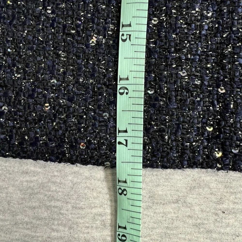 Loft Skirt Womens 6 Petite Navy Blue Tweed Sequin‎ Glitz Holiday Disco Evening